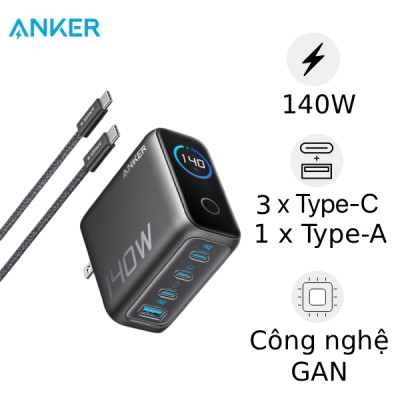Sạc Anker Zolo 3C1A 140W kèm cáp USB-C B2697
