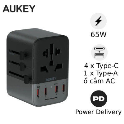 Cốc sạc đa năng Aukey PA-TA08A PD65W nhiều cổng