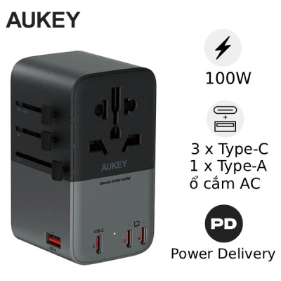 Cốc sạc đa năng Aukey PA-TA09A PD100W nhiều cổng