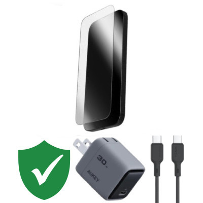 Combo VIP iPhone 17 cũ (Cốc 30W+Cáp C to C Aukey+Dán ZAGG+VIP 1 đổi 1 12 Tháng)