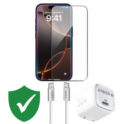 Combo VIP iPhone 16 Pro cũ (Cốc 30W+Cáp C to C Anker+Dán Dekey+VIP 1 đổi 1 12 Tháng)