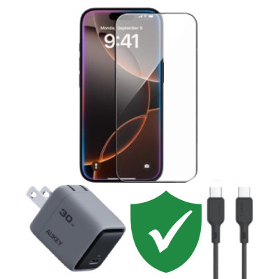 Combo VIP iPhone 16 Pro cũ (Cốc 30W+Cáp C to C Aukey+Dán Dekey+VIP 1 đổi 1 12 Tháng)