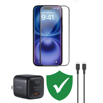Combo VIP iPhone 15 cũ (Cốc 20W+Cáp C to C Aukey+Dán KINGBULL+VIP 1 đổi 1 12 Tháng)