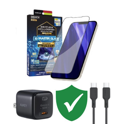 Combo VIP iPhone 15 Pro Max cũ (Cốc 20W+Cáp C to C Aukey+Dán Dekey+VIP 1 đổi 1 12 Tháng)
