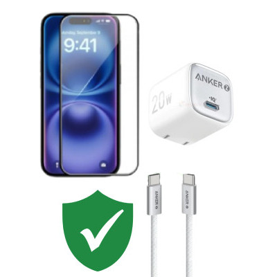 Combo VIP iPhone 15 cũ (Cốc 20W+Cáp C to C ANKER+Dán KINGBULL+VIP 1 đổi 1 12 Tháng)