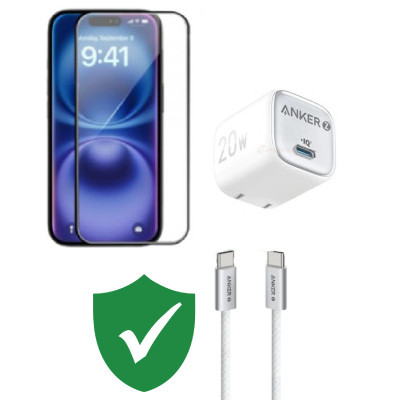Combo VIP iPhone 15 Plus cũ (Cốc 20W+Cáp C to C ANKER+Dán KINGBULL+VIP 1 đổi 1 12 Tháng)