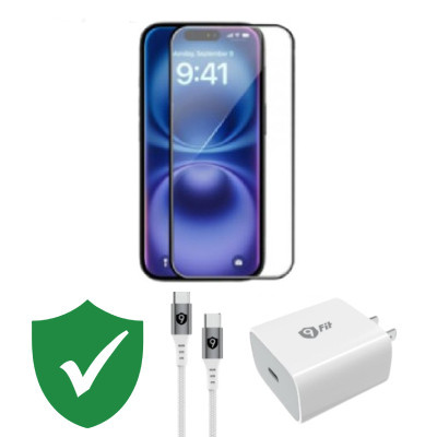 Combo VIP iPhone 15 cũ (Cốc 20W+Cáp C to C 9FIT+Dán KINGBULL+VIP 1 đổi 1 12 Tháng)