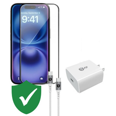 Combo VIP iPhone 16 cũ (Cốc 20W+Cáp C to C 9fit+Dán Dekey+VIP 1 đổi 1 12 Tháng)