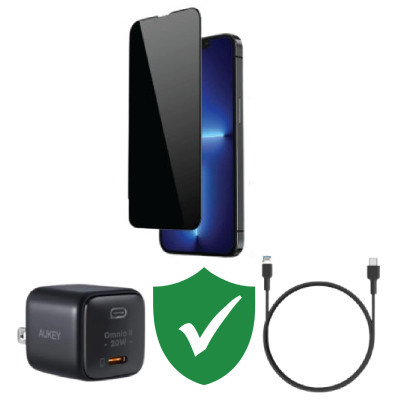 Combo VIP iPhone 14 Plus cũ (Cốc 20W+Cáp C to L Aukey+Dán DEKEY+VIP 1 đổi 1 12 Tháng)
