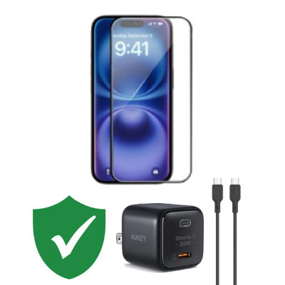 Combo VIP iPhone 15 Plus cũ (Cốc 20W+Cáp C to C Aukey+Dán KINGBULL+VIP 1 đổi 1 12 Tháng)
