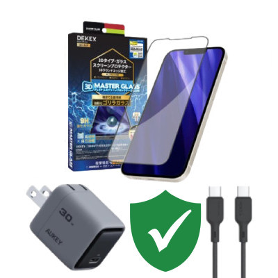 Combo VIP iPhone 16 cũ (Cốc 30W+Cáp C to C Aukey+Dán Dekey+VIP 1 đổi 1 12 Tháng)