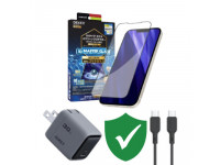 Combo VIP iPhone 16 cũ (Cốc 30W+Cáp C to C Aukey+Dán Dekey+VIP 1 đổi 1 12 Tháng)