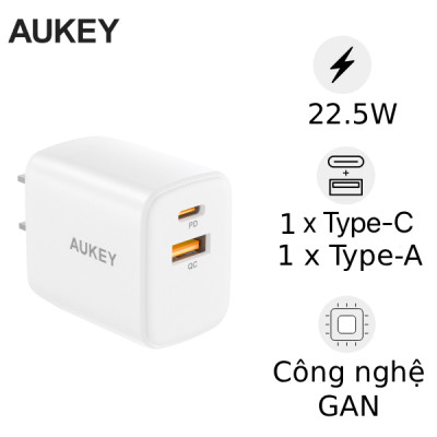 Củ sạc Aukey PA-F2T-WHT 22.5W