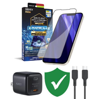 Combo VIP iPhone 15 Pro cũ (Cốc 20W+Cáp C to C Aukey+Dán DEKEY+VIP 1 đổi 1 12 Tháng)