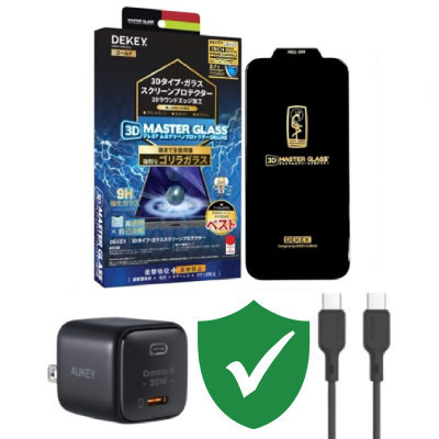Combo VIP iPhone 15 Pro Max cũ (Cốc 20W+Cáp C to C Aukey+Dán Dekey+VIP 1 đổi 1 12 Tháng)