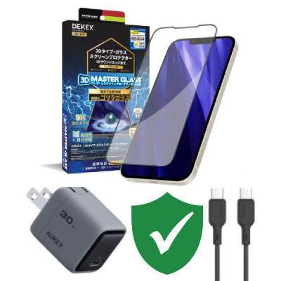 Combo VIP iPhone 16 cũ (Cốc 30W+Cáp C to C Aukey+Dán Dekey+VIP 1 đổi 1 12 Tháng)