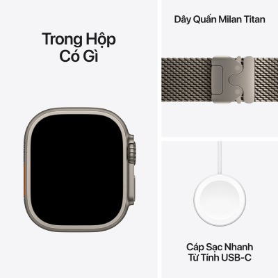 Apple Watch Ultra 4 49mm GPS + Cellular - Viền Titan dây Milan size S 8