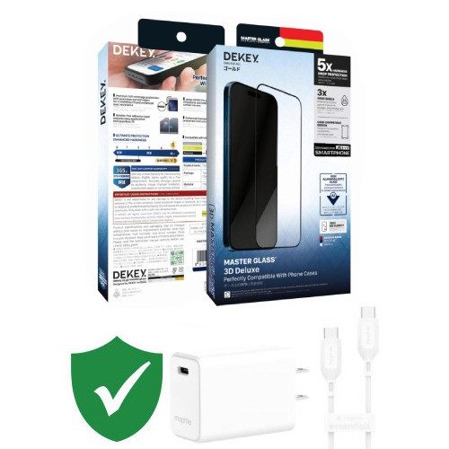 Combo VIP iPhone 15 Pro cũ (Cốc 30W+Cáp C to C MOPHIE+Dán DEKEY+VIP 1 đổi 1 12 Tháng)