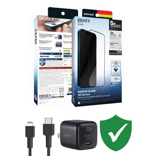 Combo VIP iPhone 12 Pro Max cũ (Cốc 20W+Cáp C to L Aukey+Dán DEKEY+VIP 1 đổi 1 12 Tháng)
