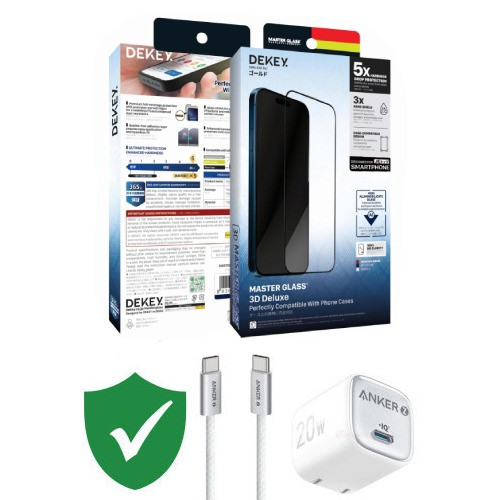 Combo VIP iPhone 15 Pro cũ (Cốc 20W+Cáp C to C ANKER+Dán DEKEY+VIP 1 đổi 1 12 Tháng)