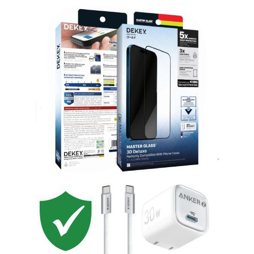 Combo VIP iPhone 16 Plus cũ (Cốc 30W+Cáp C to C Anker+Dán Dekey+VIP 1 đổi 1 12 Tháng)