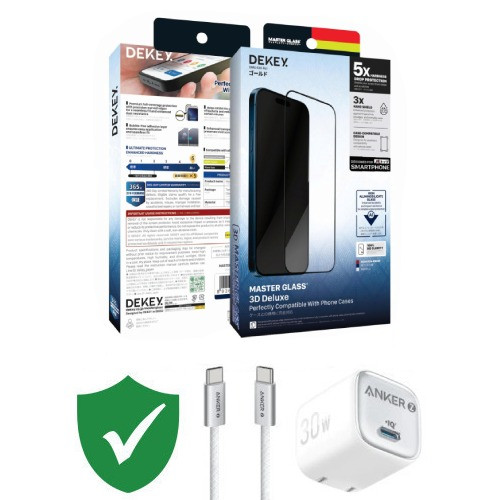 Combo VIP iPhone 16 Pro Max cũ (Cốc 30W+Cáp C to C Anker+Dán Dekey+VIP 1 đổi 1 12 Tháng)