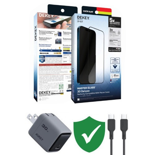 Combo VIP iPhone 16 Plus cũ (Cốc 30W+Cáp C to C Aukey+Dán Dekey+VIP 1 đổi 1 12 Tháng)