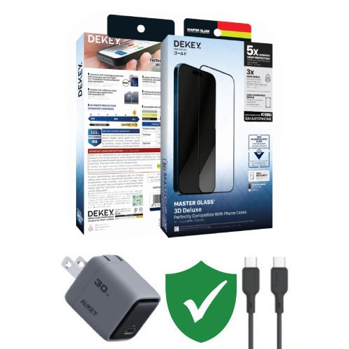 Combo VIP iPhone 16 Pro Max cũ (Cốc 30W+Cáp C to C Aukey+Dán Dekey+VIP 1 đổi 1 12 Tháng)