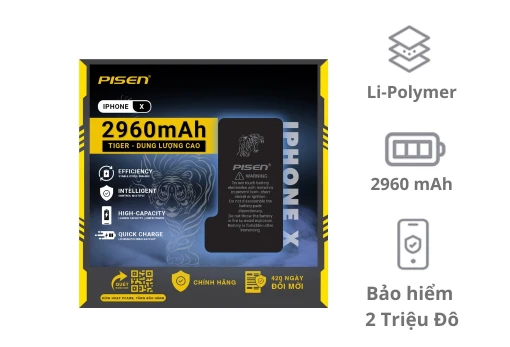 Thay pin iPhone X Pisen dung lượng siêu cao