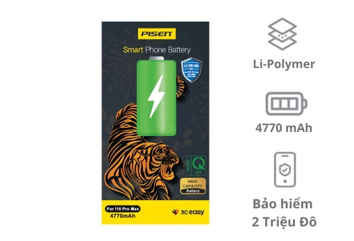 Thay pin iPhone 15 Pro Max Pin Pisen dung lượng siêu cao