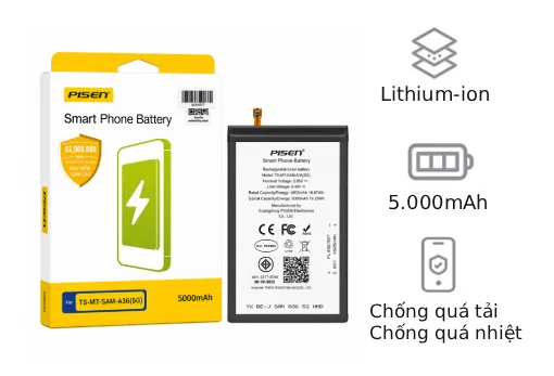 Thay pin Samsung A36 - Pin Pisen dung lượng chuẩn