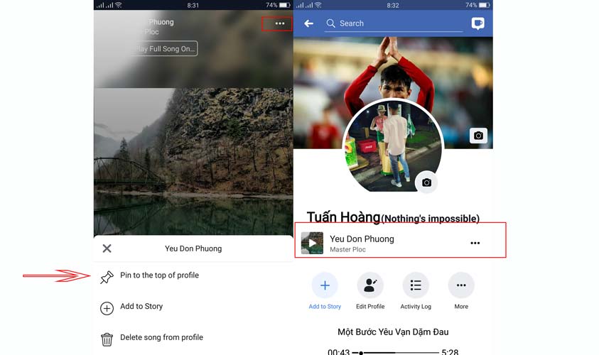 Hướng dẫn thiết lập hiển thị trình phát nhạc ngay tại đầu trang cá nhân Facebook iOS và Android
