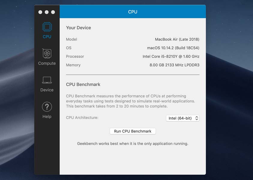 MacBook Air 13 inch 2018 RAM/ROM 8GB/128GB