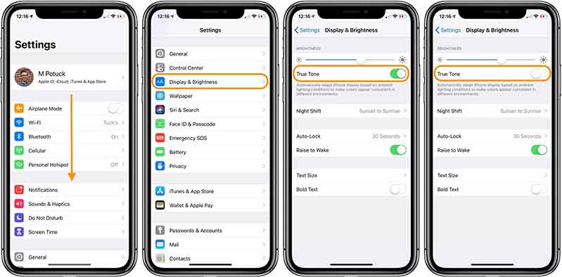 Bật tính năng True Tone Bật tính năng True Tone