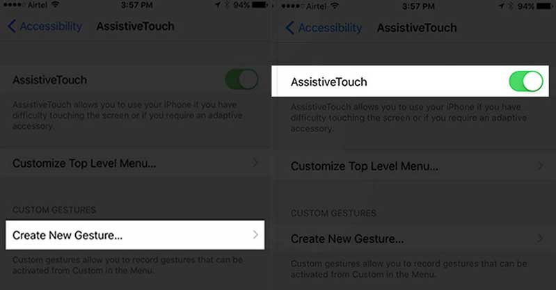 Thêm một cử chỉ để mở nguồn thiết bị iPhone Xs Max Thêm mục tạo cử chỉ mới để thiết kế cấu trúc mở iPhone 7