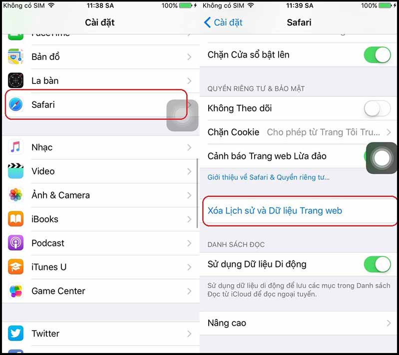 Xóa bớt lịch sử trình duyệt cho iPhone 8 mới cach tang dung luong cho iphone 8 moi hinh anh 4