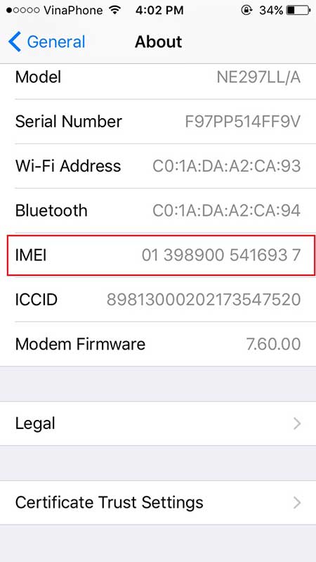 Table IMEI code of the country according to the Apple iPhone announced