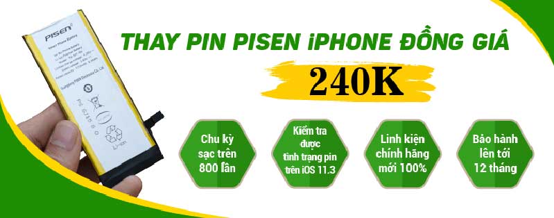 Thay pin Pisen iPhone đồng giá 240k tại 24hstore thay pin pisel dong gia 240k