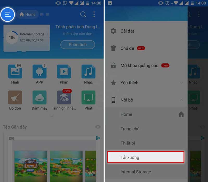 Mở ứng dụng ES File Explorer File Manager