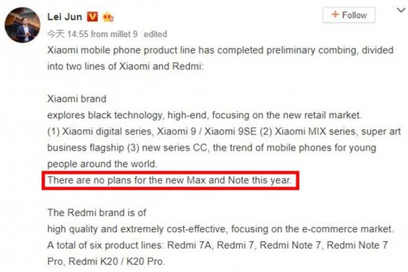 Xiaomi khai tử dòng mi max và mi note