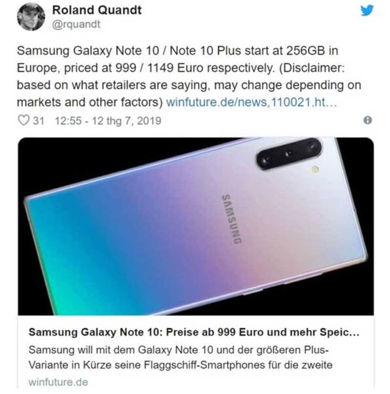 Giá bán Samsung Galaxy Note 10 và Note 10 Plus xách tay giá bán Samsung Galaxy Note 10 và Note 10 Plus