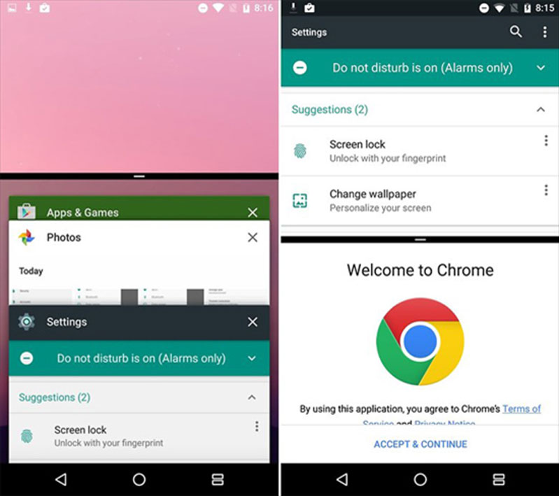 Android 7 Nougat - Chế độ đa nhiệm.