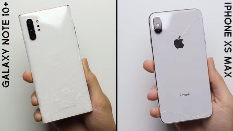 test độ bền iphone xs max với note 10+