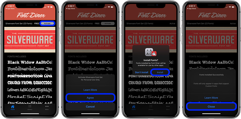 thay đổi font chữ iPhone từ ứng dụng Font Diner