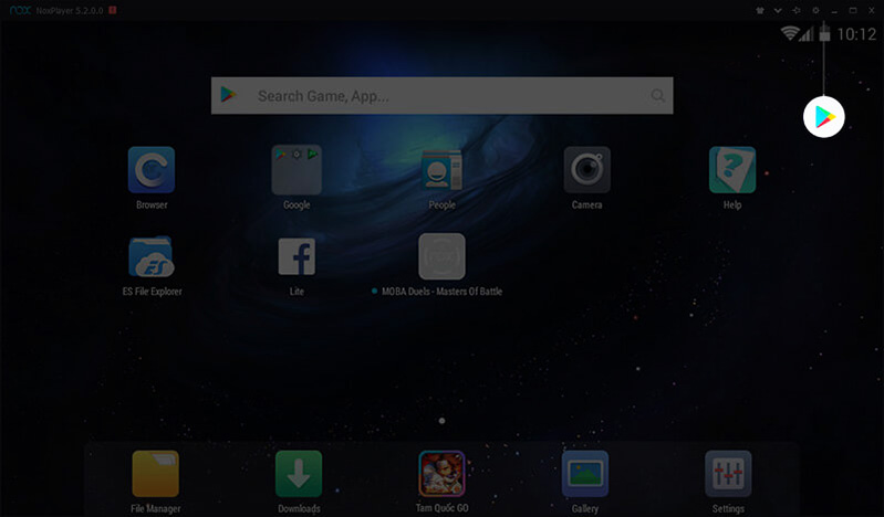 giao diện chính của nox player