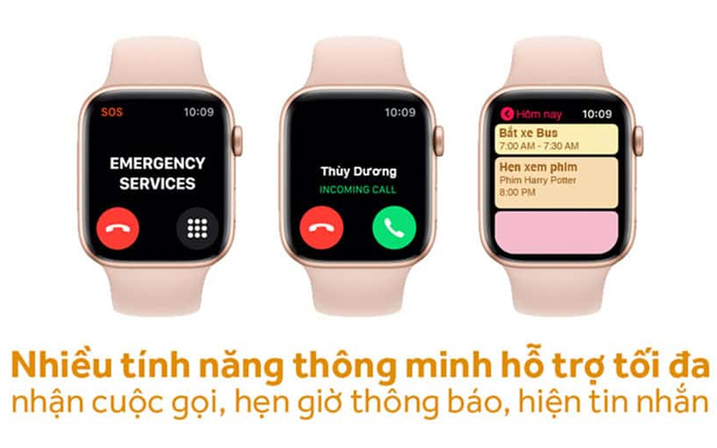Nghe, gọi, nhắn tin tiện lợi với Apple Watch Series 4 LTE - mặt nhôm, dây cao su
