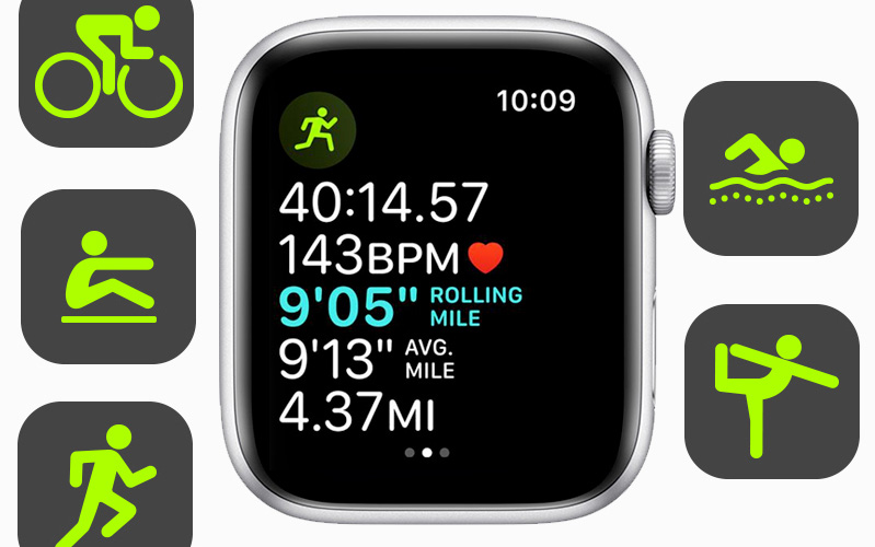 Các chế độ theo dõi luyện tập thể thao trên Apple Watch Series 4 LTE mặt thép dây thép Milanese 40mm cũ