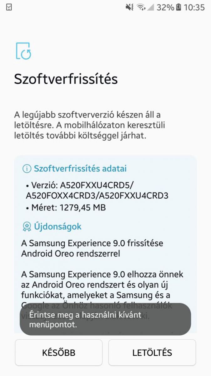 phiên bản cập nhật mới của Galaxy A5 2017 cập nhật hệ điều hành phiên bản mới cho Samsung A5 2017