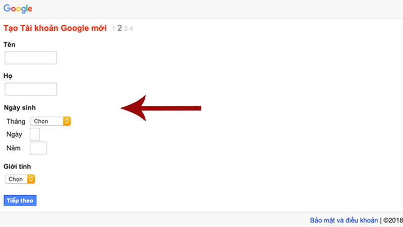 bạn sẽ thấy một biểu mẫu để giúp bạn tạo tài khoản hiện ra