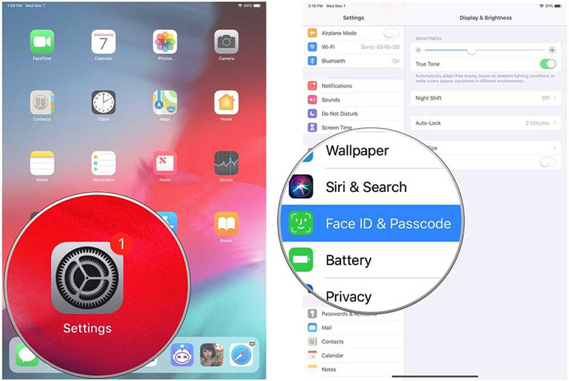 ấn vào FaceID & Passcode